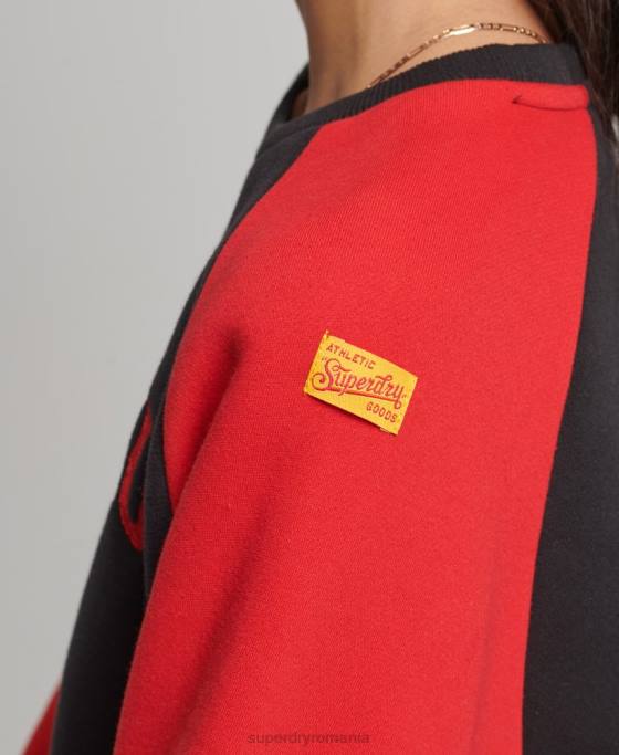 Superdry hanorac vintage colegial raglan crew îmbrăcăminte negru femei JX0Z3375