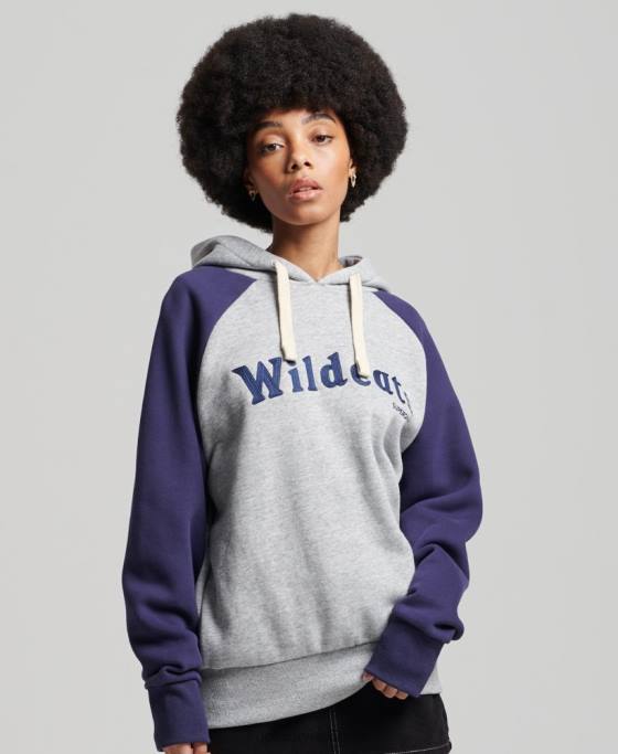 Superdry hanorac vintage colegial raglan îmbrăcăminte gri femei JX0Z5778