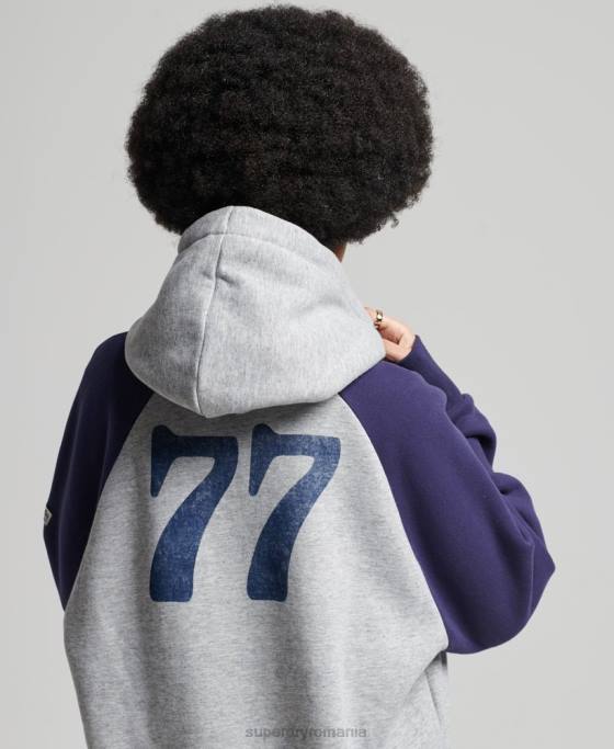 Superdry hanorac vintage colegial raglan îmbrăcăminte gri femei JX0Z5778