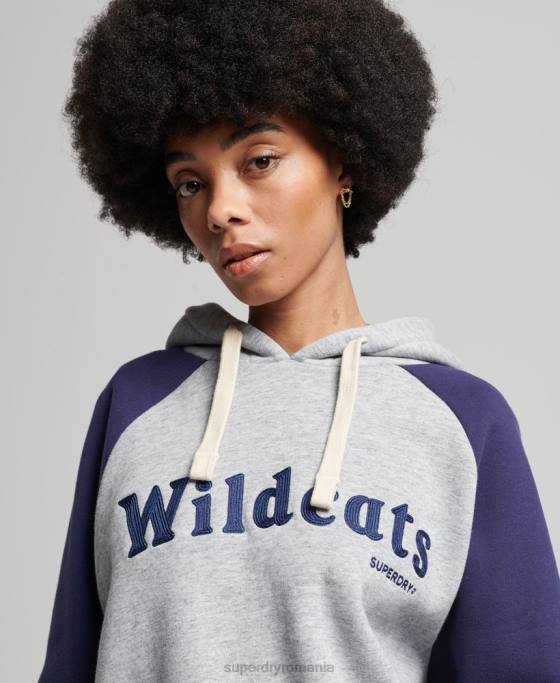 Superdry hanorac vintage colegial raglan îmbrăcăminte gri femei JX0Z5778