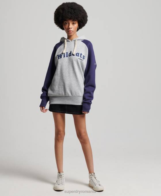 Superdry hanorac vintage colegial raglan îmbrăcăminte gri femei JX0Z5778