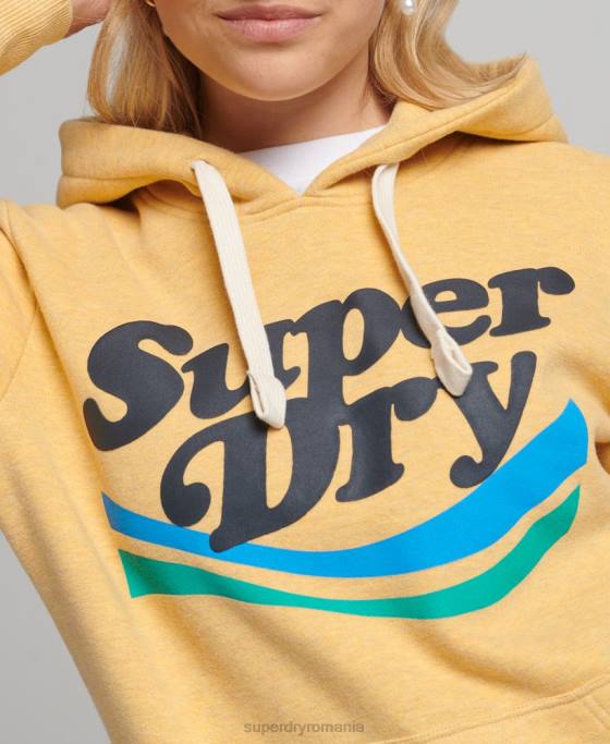 Superdry hanorac vintage cooper nostalgia îmbrăcăminte galben femei JX0Z5867