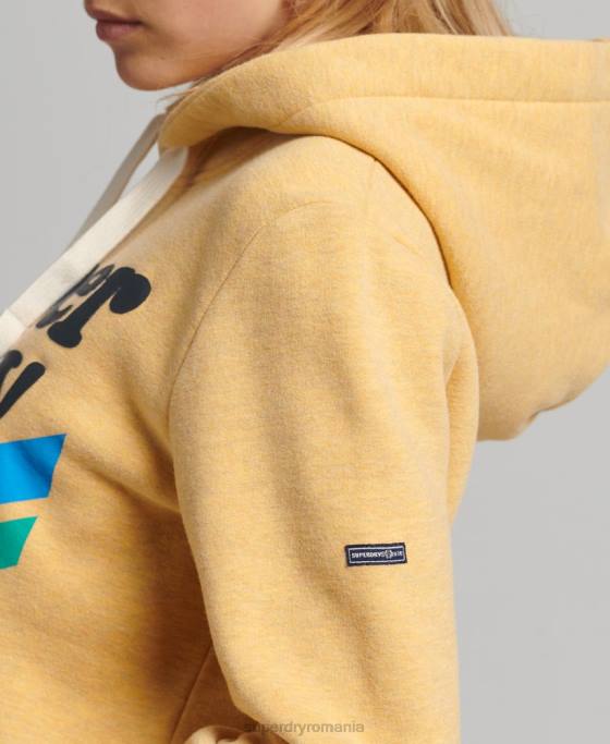 Superdry hanorac vintage cooper nostalgia îmbrăcăminte galben femei JX0Z5867