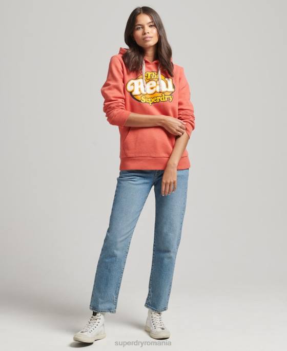 Superdry hanorac vintage cooper nostalgia îmbrăcăminte portocale femei JX0Z6116