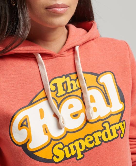 Superdry hanorac vintage cooper nostalgia îmbrăcăminte portocale femei JX0Z6116
