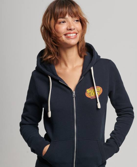 Superdry hanorac vintage cooper nostalgic cu fermoar îmbrăcăminte marina femei JX0Z5936