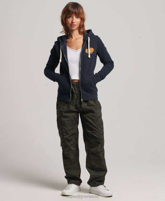 Superdry hanorac vintage cooper nostalgic cu fermoar îmbrăcăminte marina femei JX0Z5936