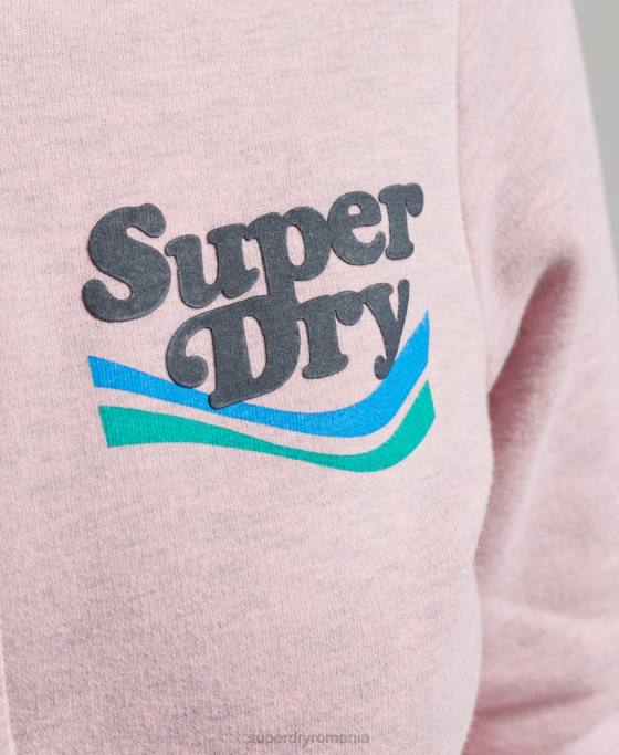 Superdry hanorac vintage cooper nostalgic cu fermoar îmbrăcăminte roz femei JX0Z3298
