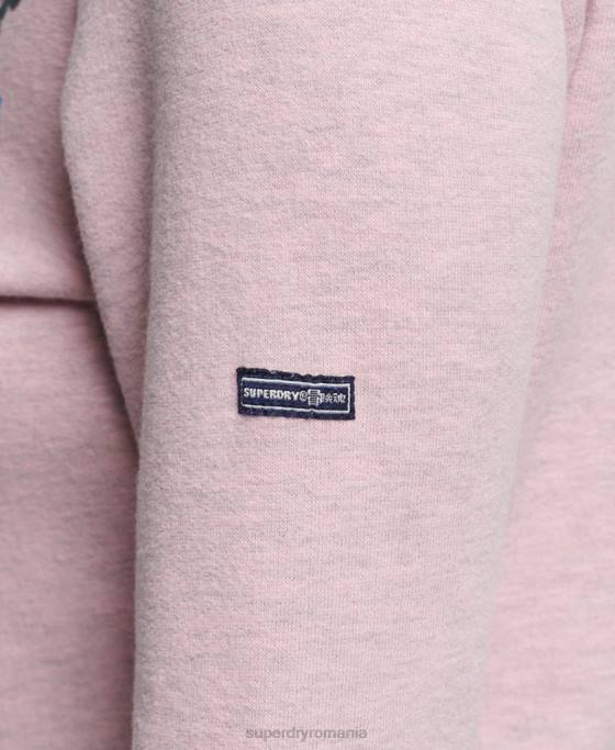Superdry hanorac vintage cooper nostalgic cu fermoar îmbrăcăminte roz femei JX0Z3298