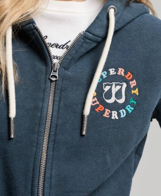 Superdry hanorac vintage cu fermoar curcubeu îmbrăcăminte marina femei JX0Z2192