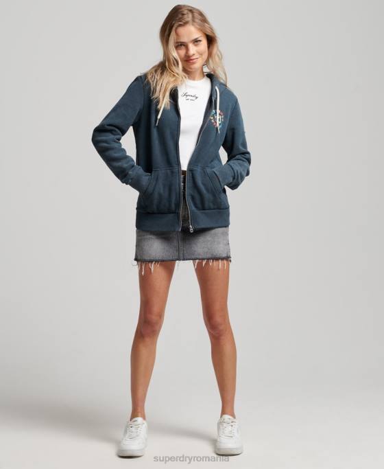 Superdry hanorac vintage cu fermoar curcubeu îmbrăcăminte marina femei JX0Z2192