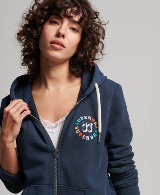 Superdry hanorac vintage cu fermoar curcubeu îmbrăcăminte marina femei JX0Z2242