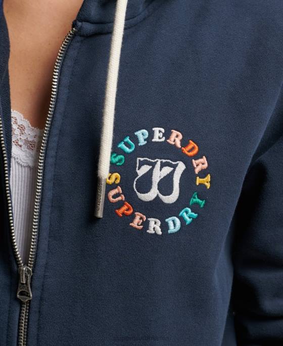 Superdry hanorac vintage cu fermoar curcubeu îmbrăcăminte marina femei JX0Z2242