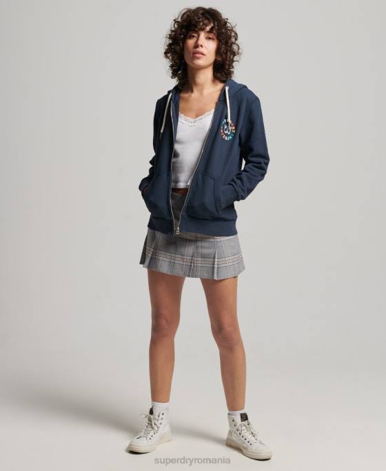 Superdry hanorac vintage cu fermoar curcubeu îmbrăcăminte marina femei JX0Z2242