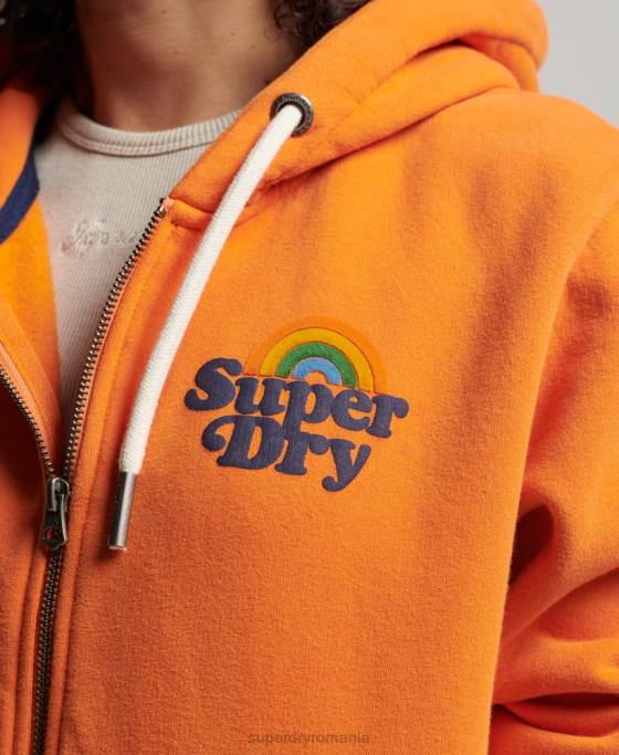 Superdry hanorac vintage cu fermoar curcubeu îmbrăcăminte portocale femei JX0Z2288