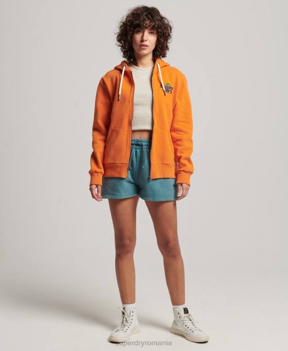 Superdry hanorac vintage cu fermoar curcubeu îmbrăcăminte portocale femei JX0Z2288