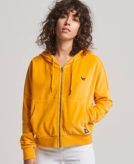 Superdry hanorac vintage cu fermoar îmbrăcăminte aur femei JX0Z3439