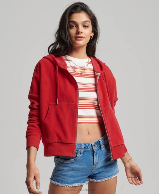 Superdry hanorac vintage cu fermoar îmbrăcăminte roșu femei JX0Z6010