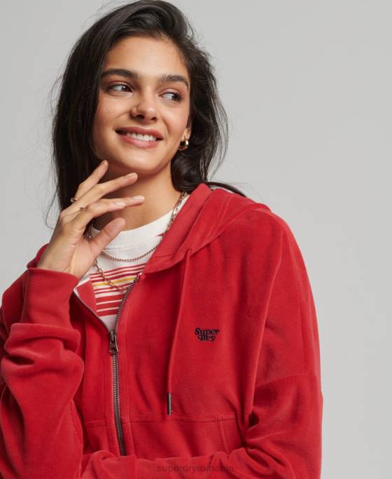 Superdry hanorac vintage cu fermoar îmbrăcăminte roșu femei JX0Z6010