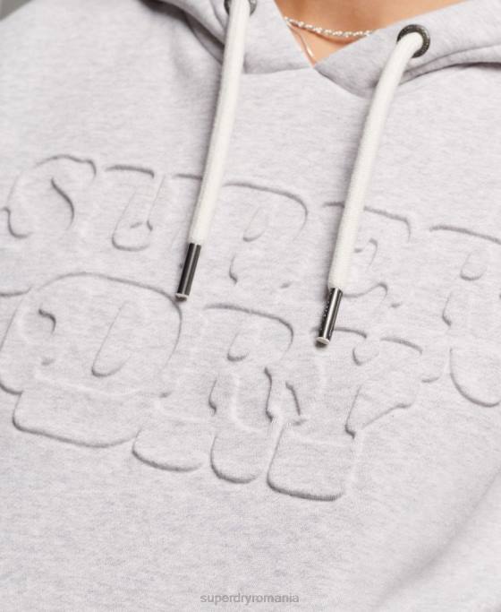 Superdry hanorac vintage cu gofrat cooper îmbrăcăminte gri deschis femei JX0Z3299
