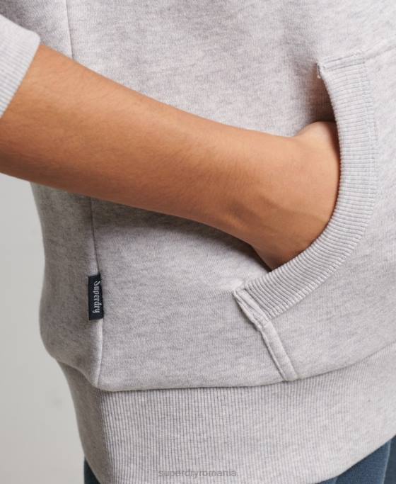 Superdry hanorac vintage cu gofrat cooper îmbrăcăminte gri deschis femei JX0Z3299