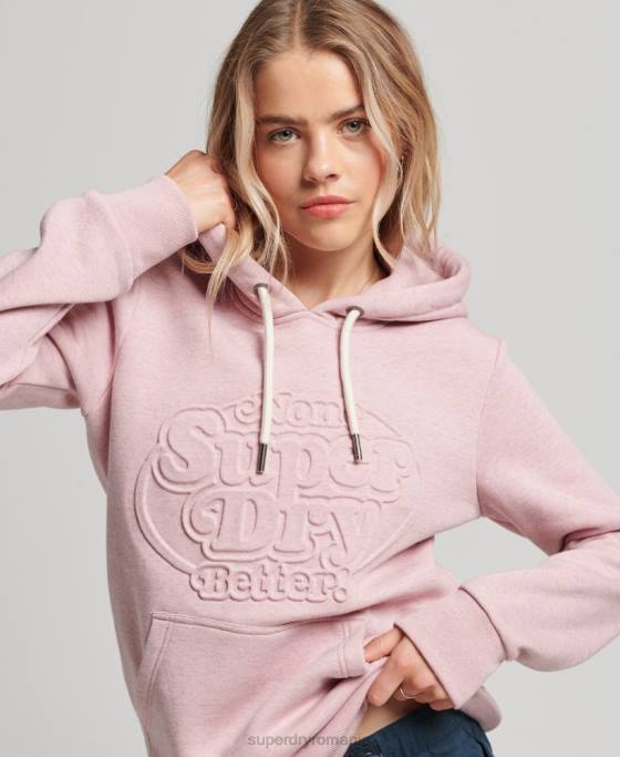 Superdry hanorac vintage cu gofrat cooper îmbrăcăminte roz femei JX0Z2323