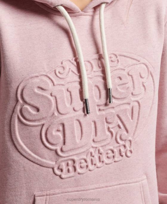 Superdry hanorac vintage cu gofrat cooper îmbrăcăminte roz femei JX0Z2323