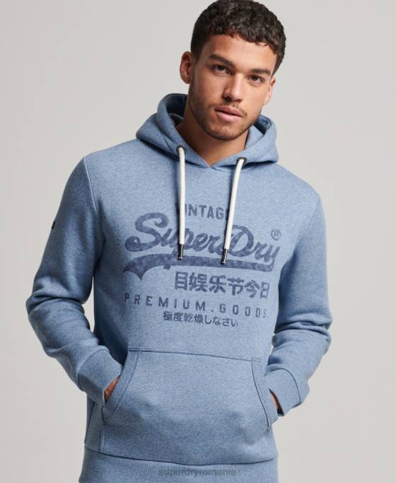 Superdry hanorac vintage cu logo americana îmbrăcăminte albastru deschis bărbați JX0Z488