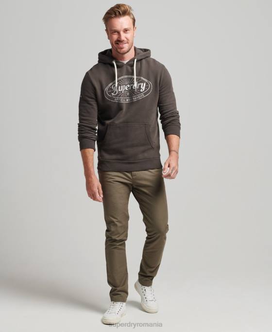 Superdry hanorac vintage cu logo-ul fulgerului îmbrăcăminte gri inchis bărbați JX0Z5073