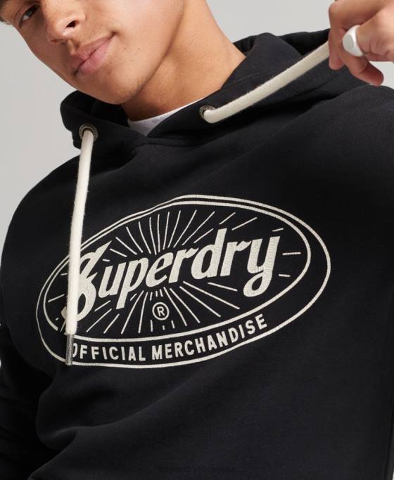 Superdry hanorac vintage cu logo-ul fulgerului îmbrăcăminte gri inchis bărbați JX0Z5166