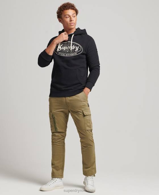 Superdry hanorac vintage cu logo-ul fulgerului îmbrăcăminte gri inchis bărbați JX0Z5166