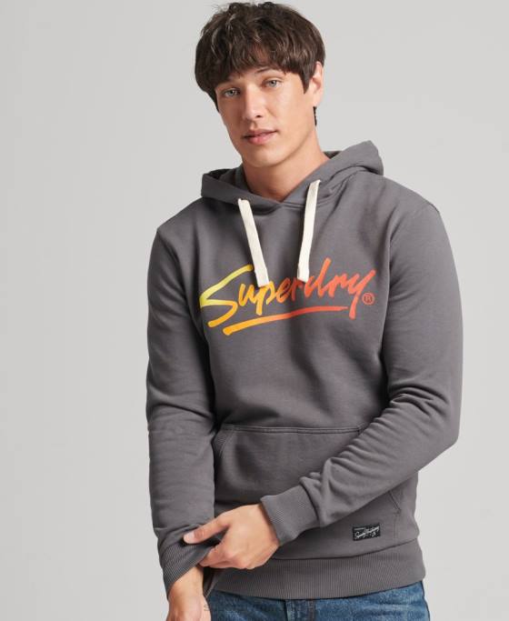 Superdry hanorac vintage cu script downtown îmbrăcăminte gri inchis bărbați JX0Z4998