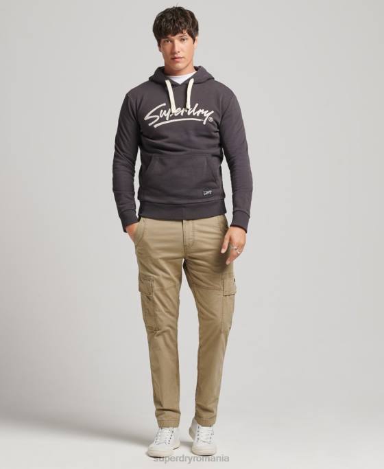 Superdry hanorac vintage cu script downtown îmbrăcăminte maro bărbați JX0Z5028