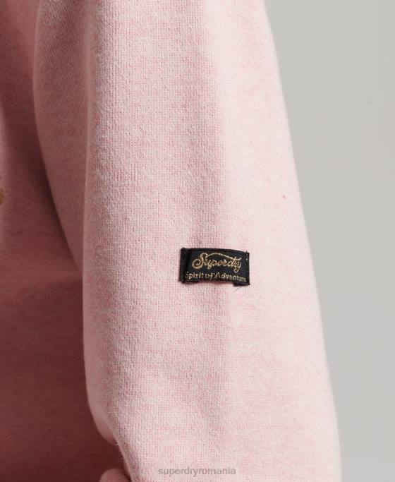 Superdry hanorac vintage cu scripturi florale îmbrăcăminte roz femei JX0Z3408
