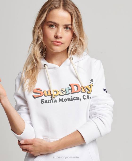 Superdry hanorac vintage curcubeu îmbrăcăminte alb femei JX0Z2206