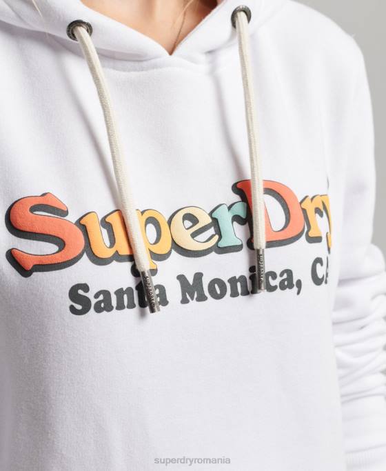 Superdry hanorac vintage curcubeu îmbrăcăminte alb femei JX0Z2206