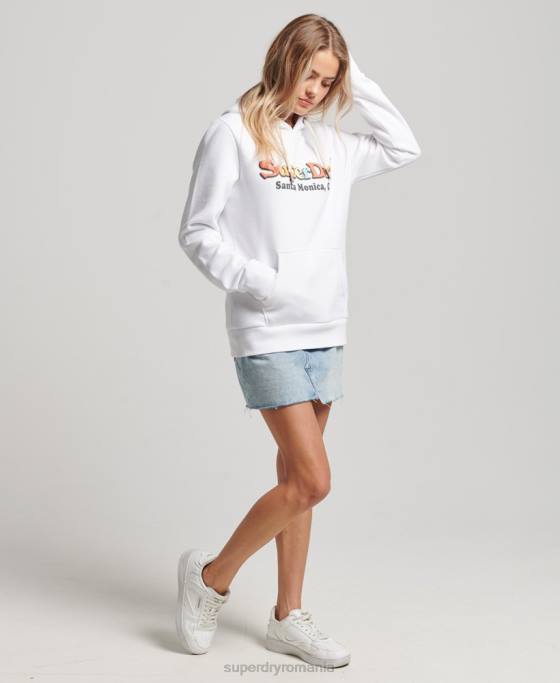 Superdry hanorac vintage curcubeu îmbrăcăminte alb femei JX0Z2206