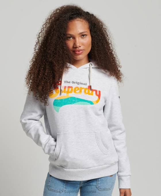 Superdry hanorac vintage curcubeu îmbrăcăminte gri deschis femei JX0Z2207