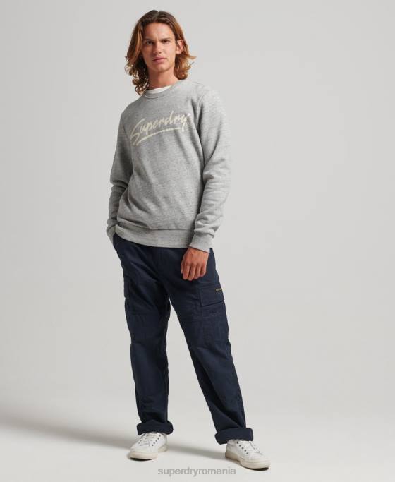 Superdry hanorac vintage downtown script crew îmbrăcăminte gri bărbați JX0Z5019