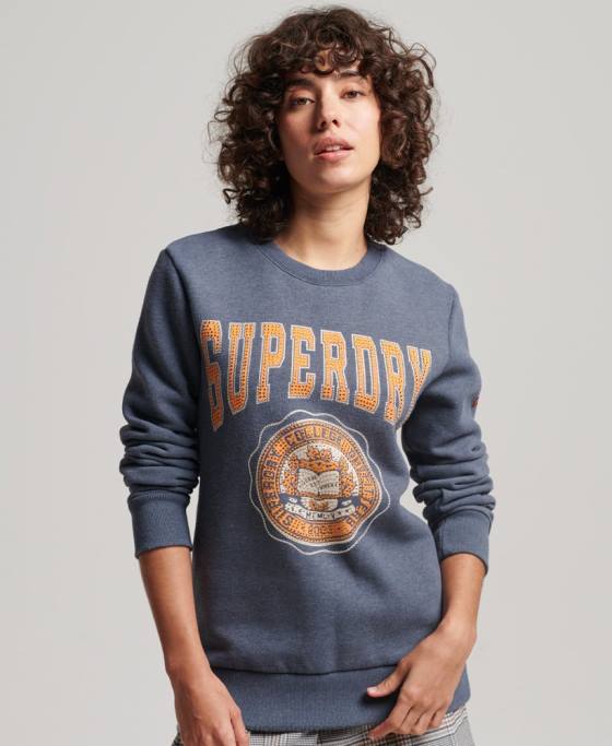 Superdry hanorac vintage franciza echipaj îmbrăcăminte albastru femei JX0Z2227