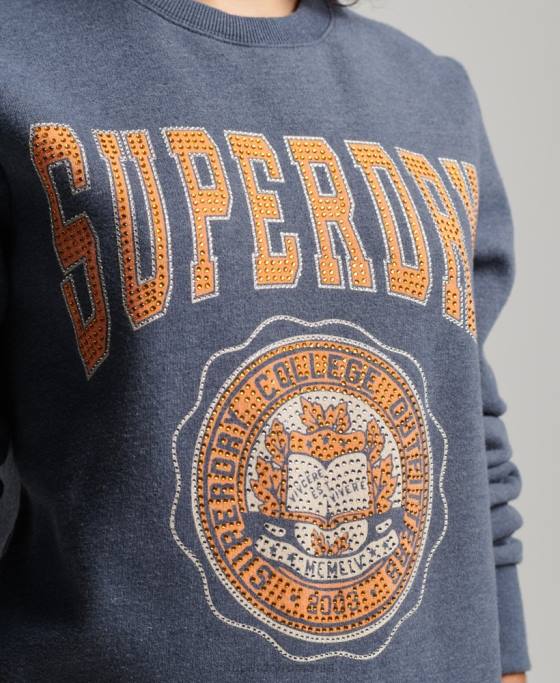 Superdry hanorac vintage franciza echipaj îmbrăcăminte albastru femei JX0Z2227