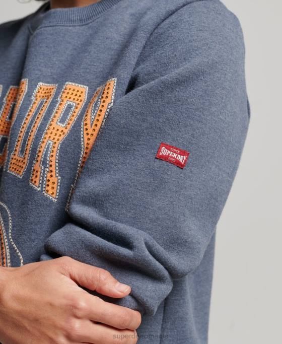Superdry hanorac vintage franciza echipaj îmbrăcăminte albastru femei JX0Z2227