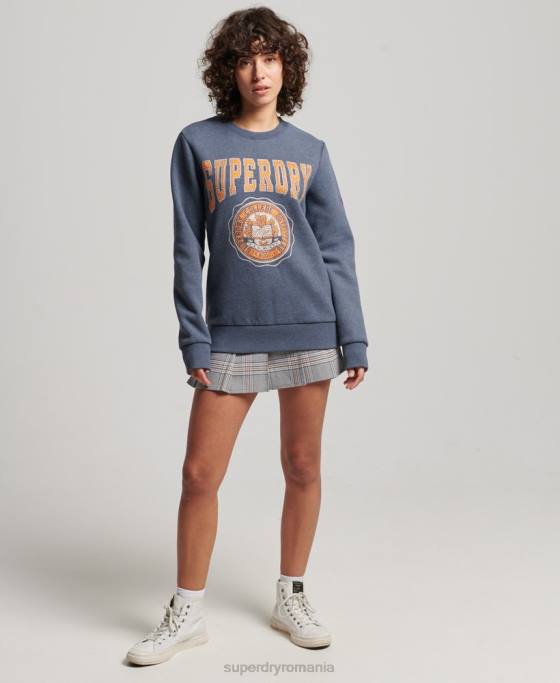 Superdry hanorac vintage franciza echipaj îmbrăcăminte albastru femei JX0Z2227