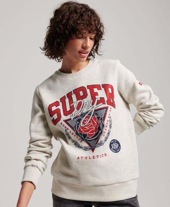 Superdry hanorac vintage franciza echipaj îmbrăcăminte cremă femei JX0Z2228