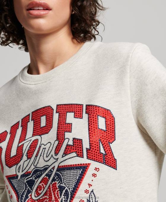 Superdry hanorac vintage franciza echipaj îmbrăcăminte cremă femei JX0Z2228