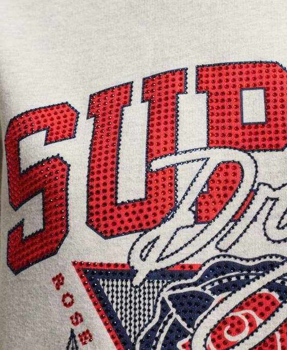 Superdry hanorac vintage franciza echipaj îmbrăcăminte cremă femei JX0Z2228