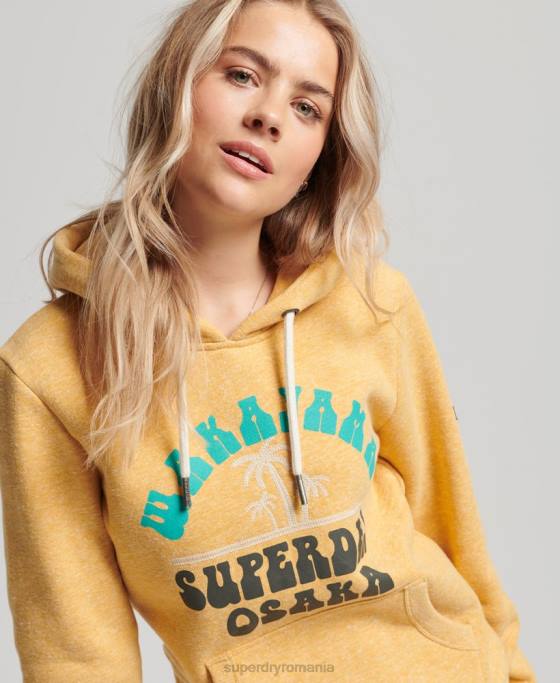 Superdry hanorac vintage grozav în aer liber îmbrăcăminte galben femei JX0Z2258