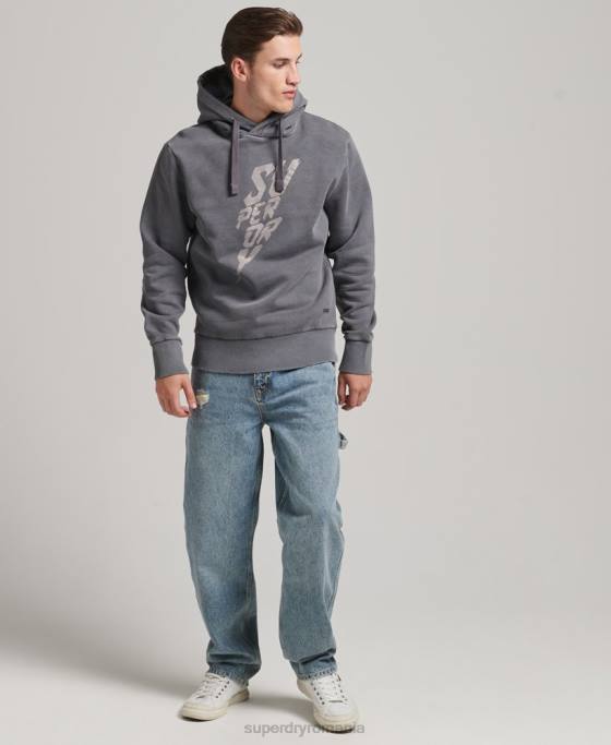 Superdry hanorac vintage indie mark îmbrăcăminte gri inchis bărbați JX0Z526