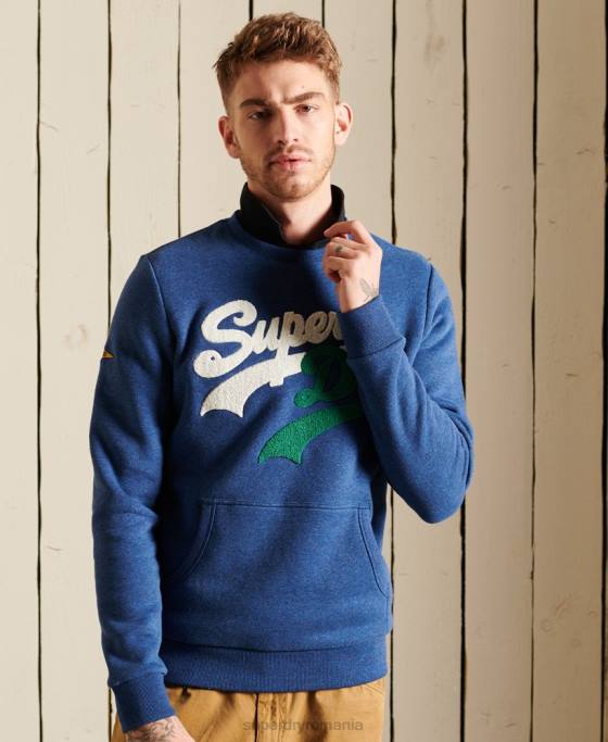 Superdry hanorac vintage logo source crew îmbrăcăminte albastru bărbați JX0Z5181