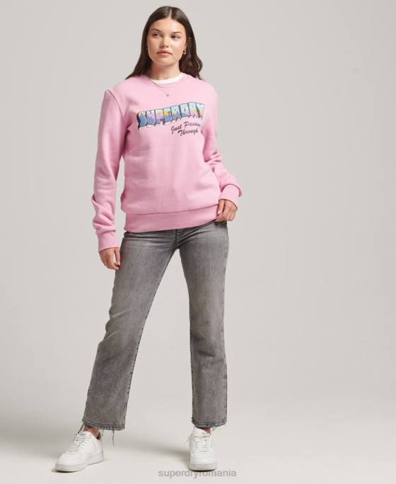 Superdry hanorac vintage pentru echipaj de călătorie îmbrăcăminte roz femei JX0Z5902